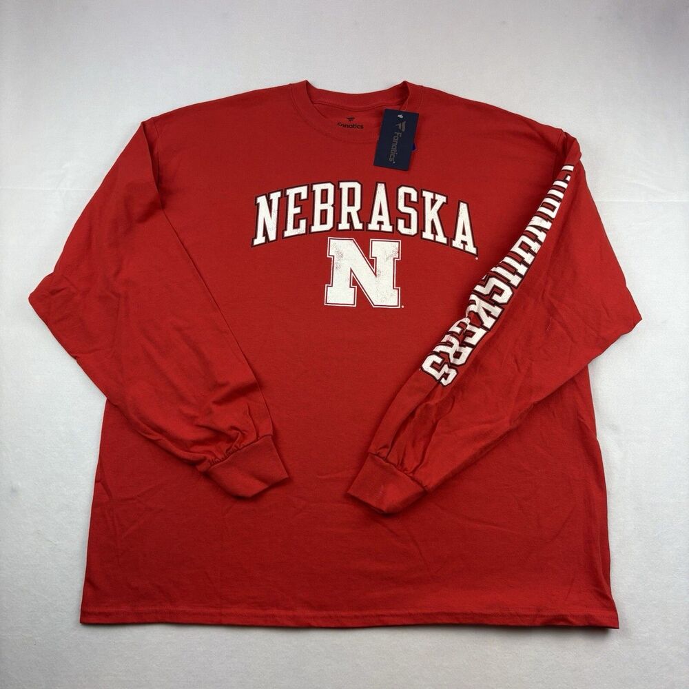 Nebraska Cornhuskers Long Sleeve T Shirt Mens XXL 2XL Red Fanatics NWT